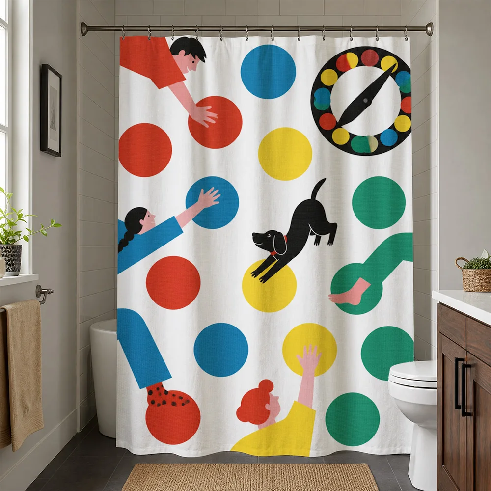 Fun Abstract Art Shower Curtain Bathroom Decor Bright Colorful Modern Pop Art Style Shower Curtain
