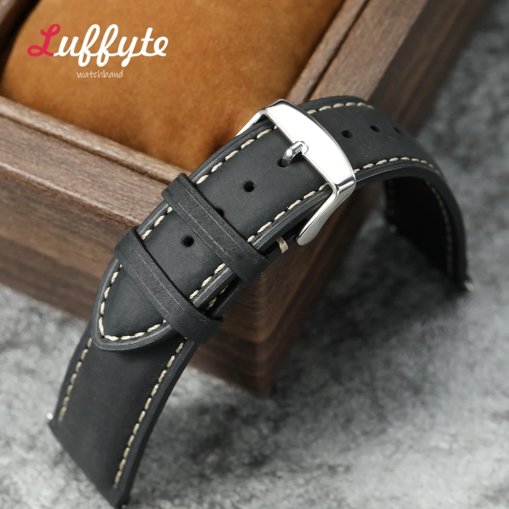 Vintage Quick Release 20mm 22mm Genuine Leather Watch Bands for Men Women Top Grain Leather Watch Strap