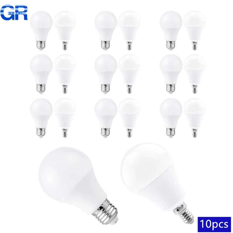 

10 шт. светодиодные лампы E27 E14 с цоколем AC220V 230V Light 3W 6W 9W 12W 15W 18W 20W 24W Лампы для домашнего derection Освещение гостиной