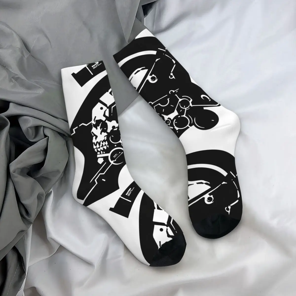 Chaussette de compression tête de mort en elin drôle pour hommes, Hip Hop Harajuku M-Metal Gear, motif imprimé sans couture heureux, chaussettes d'équipage pour garçons