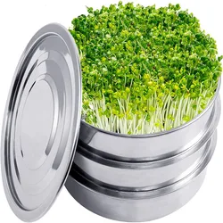 Stainless Steel Sprouts Growing Kit, Seed Sprouting Tray Set, Stackable Sprouter Kit, Fresh Microgreen, 3 Pcs