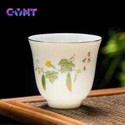 White Porcelain Tea Cup Chinese Retro Style 80ml Teahouse Master's Cup 50ml Ceramics Sake Cup Household Tea Bowl Kung Fu Tea Set