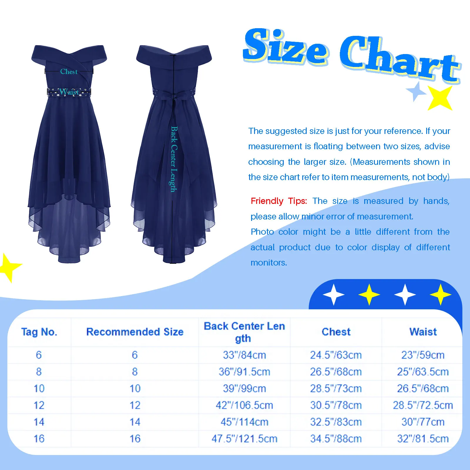 Kids Girls Elegant Solid Color Chiffon Dress with Shiny Rhinestone Sash Sweetheart Off Shoulder High-Low Hem Party Dress