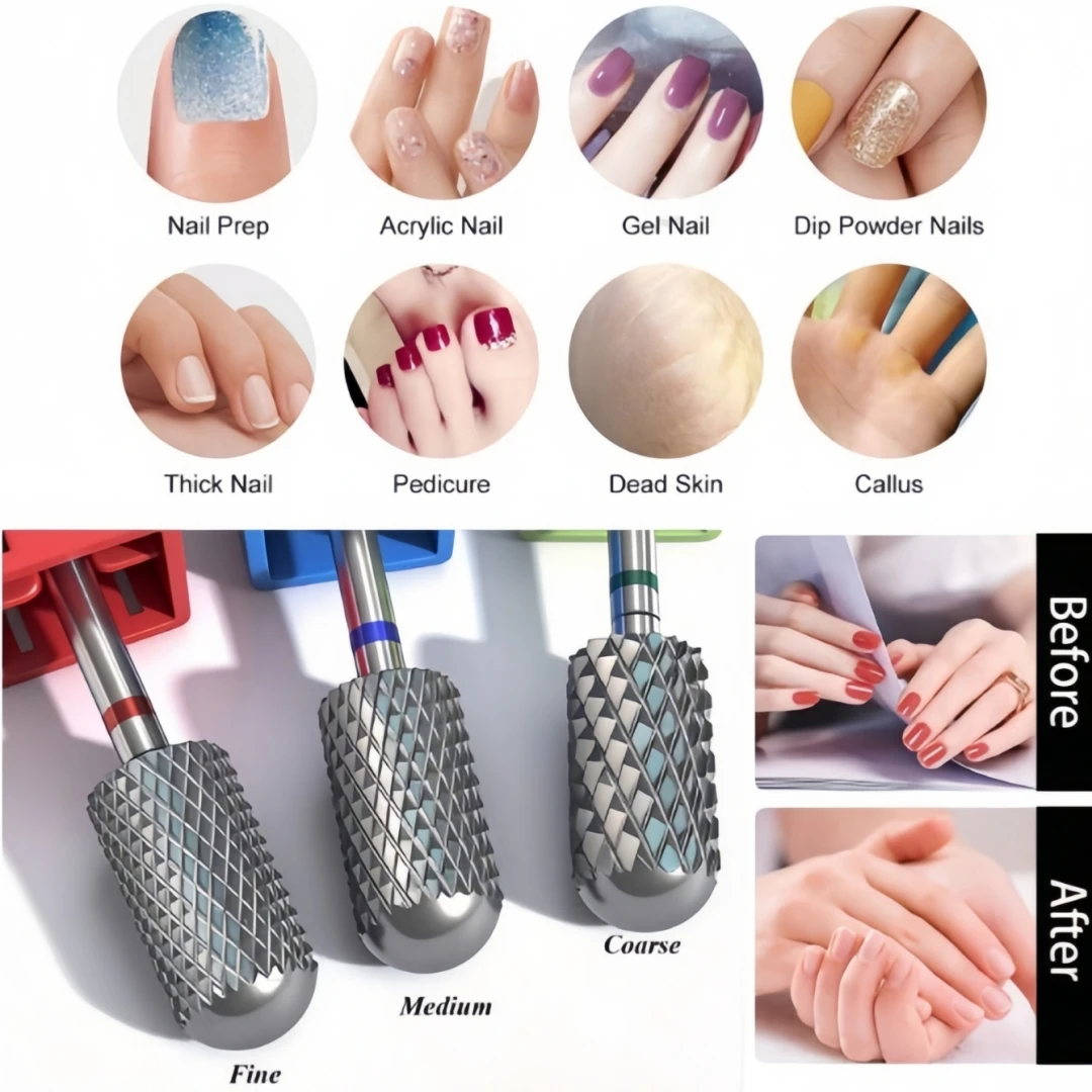 1-piece set of nail art tungsten steel drill bit, file, nail art electric grinding machine, nail and toe repair drill accessorie