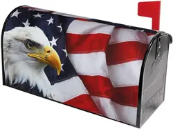 American Flag Welcome Magnetic Mailbox Cover, Mailbox Wrap Decorative for Garden Yard Home