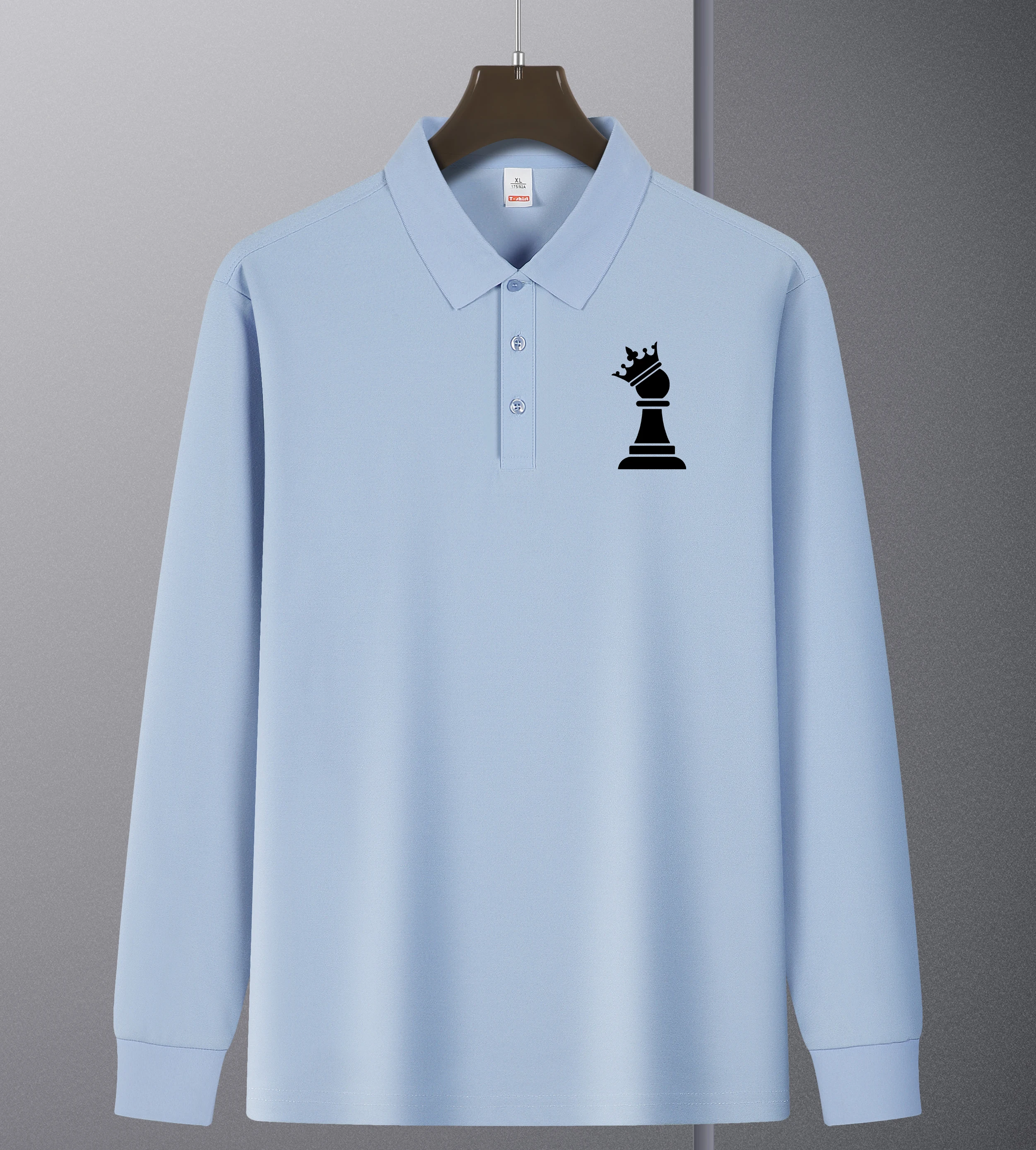 International Chess Wearing A Crown Print Revers Poloshirt Mann Outdoor Shirt Kleidung Herbst Neue Langarm Casual Soft Shirts