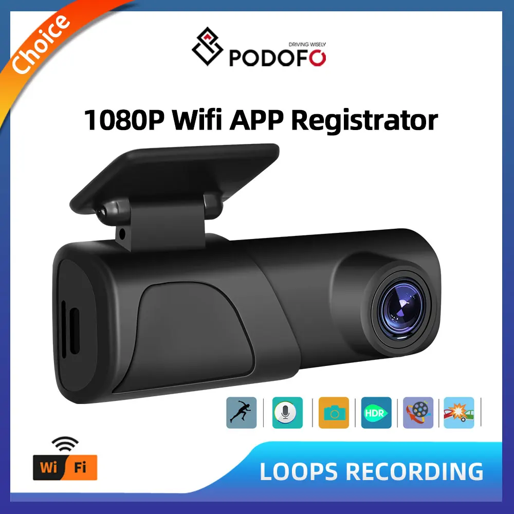 Podofo 1080P Car Video Recorder Car Camera Recorder Video Recorder Dashboard for Car Application WIFI Car Video Recorder