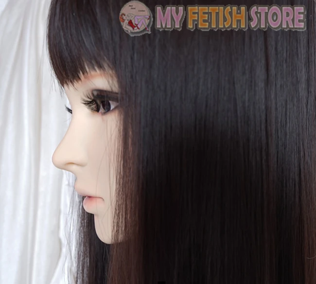 (Zima) Crossdress miękkiego silikonu realistyczna kobieta/dziewczyna twarz na całą głowę Sexy Dollmask Crossdresser maska z peruką