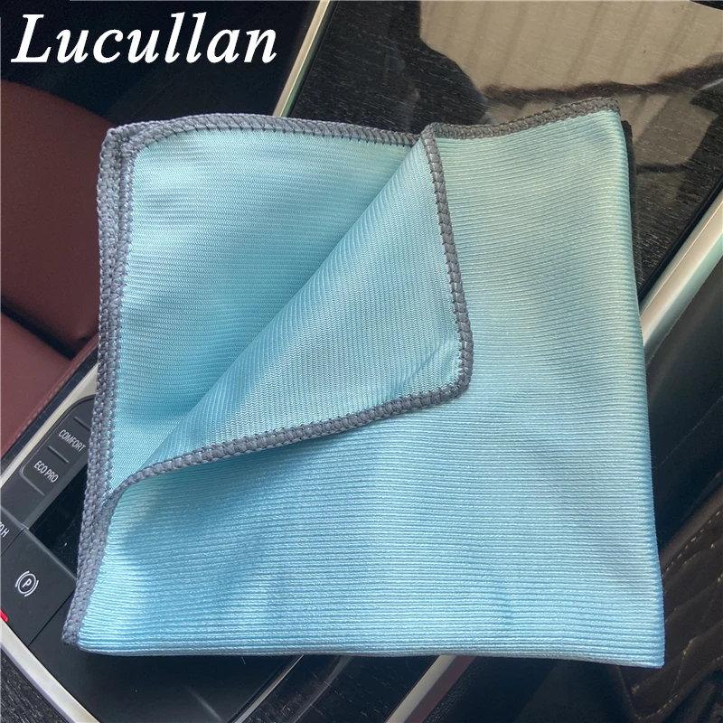 Lucullan-paños de secado de microfibra de vidrio, sin pelusa, limpieza rápida de ventanas, espejos y acero inoxidable, 16x16 pulgadas