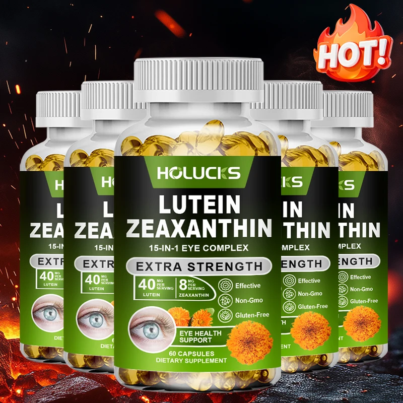 

HOLUCKS 15-in-1 Eye Capsules with Lutein, Supports Skin Brightening, Anti-Aging, Antioxidant Defense, Immunity, Detox for Adults