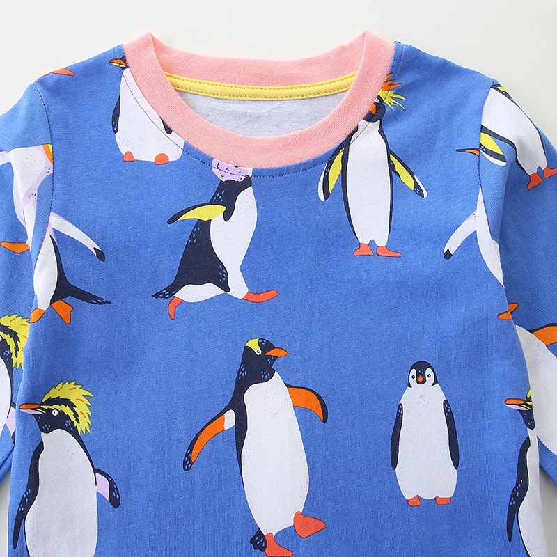 Little maven Spring Autumn Children Clothing Girls Cartoon Cute Penguins Baby Girl Princess Dresses Cotton Kids Clothes Vestidos