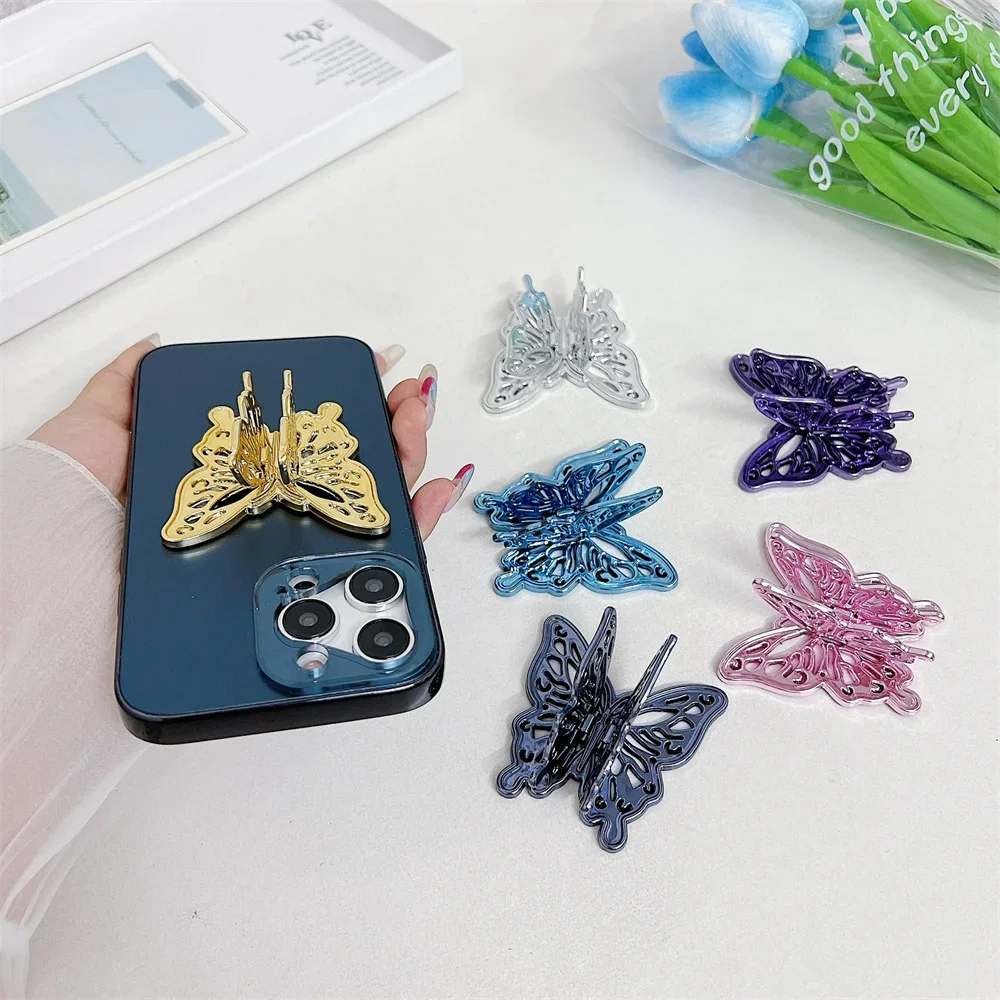 New Mini Convenient creativity fold Butterfly phone holder Cannot Be Adsorbed PC Material Mobile phone back mount bracket.