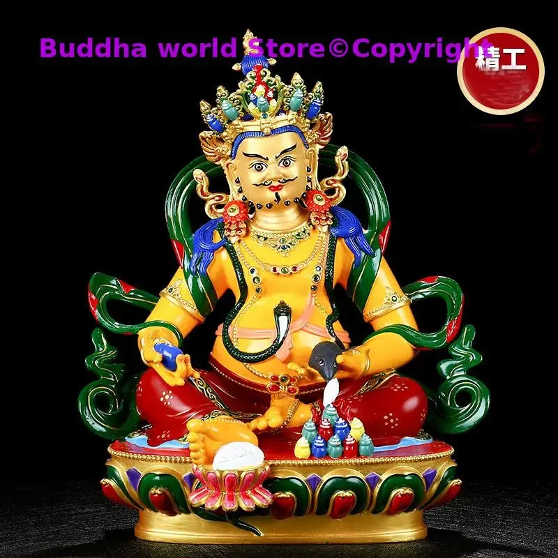 High grade Color painting gilding buddha statue Talisman Family CAI SHEN GOD Buddhism Yellow Jambhala fortune god statue