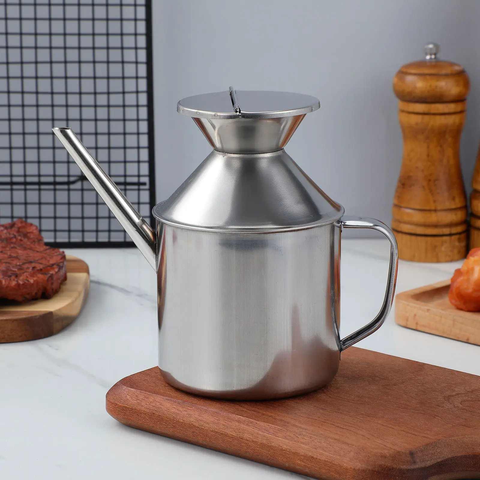 

Бутылка-дозатор из нержавеющей стали для масла, уксуса, соевого соуса, контейнер для хранения кухонных продуктов, многофункциональный с носиком для розлива