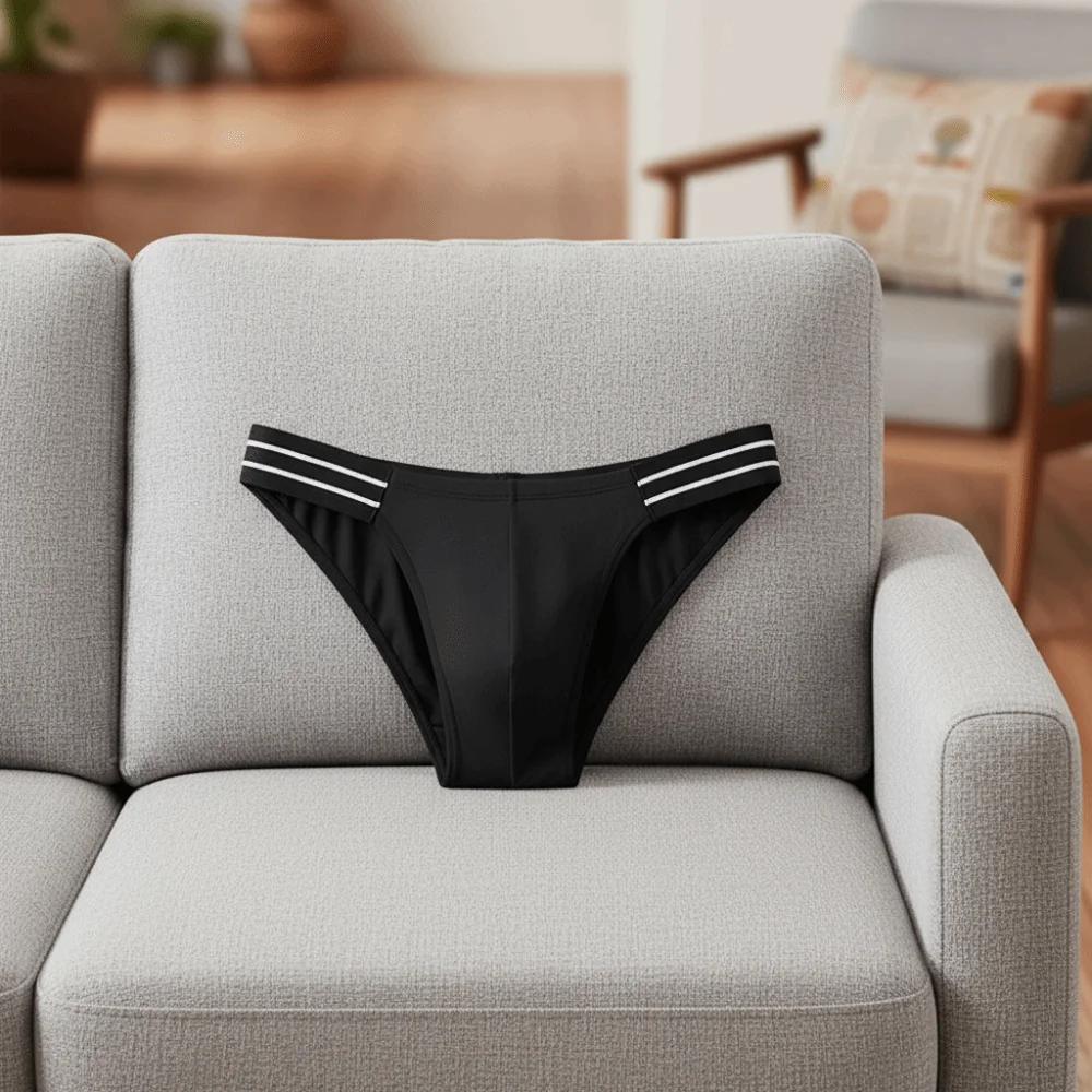 Underpants Lingerie Men's Triangle Panties Stripe Breathable Men Thin Briefs Large Size Mid Waist Underwear for Men Gifts