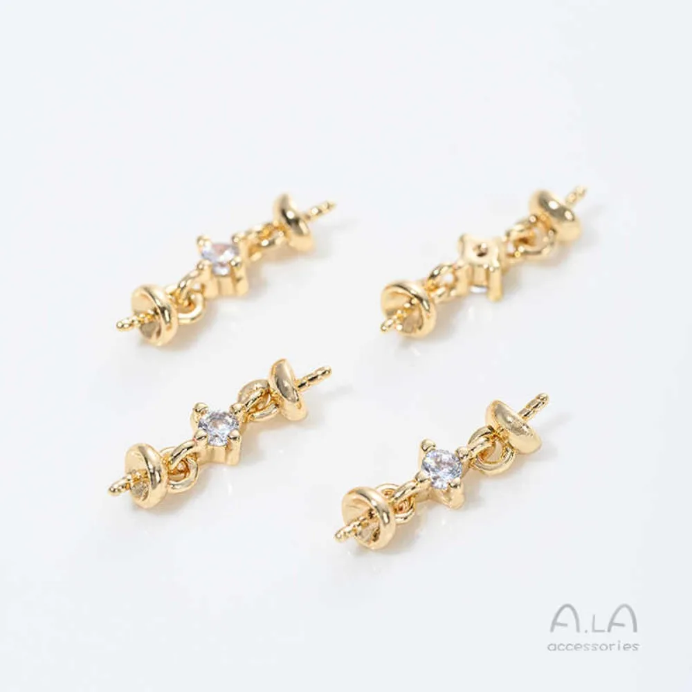 1 قطعة السحر النحاس 14K الذهب اللون الخماسي برأسين حبة حامل موصل DIY بها بنفسك اليدوية لزجة اللؤلؤ مجوهرات اكسسوارات