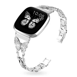 Butterfly Bling Bracelet For Fitbit Versa 3 Band Stainless Steel Strap Adjustable Wristband For Fitbit Sense Women Bands