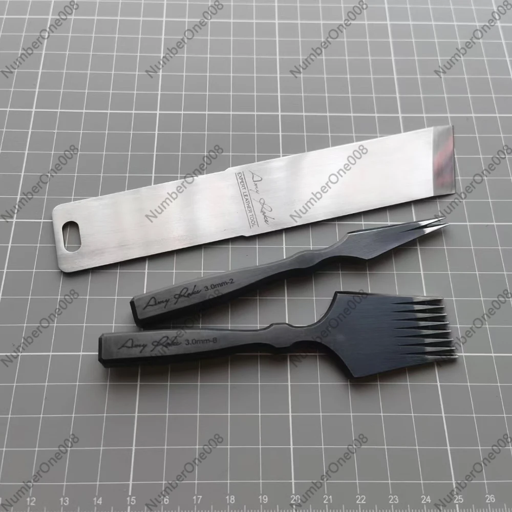 AMY ROKE Leather French Style Pricking Iron DIY Leathercraft Slanted Stitching Chisel Blunt Tooth Punch Leather Punching Tool