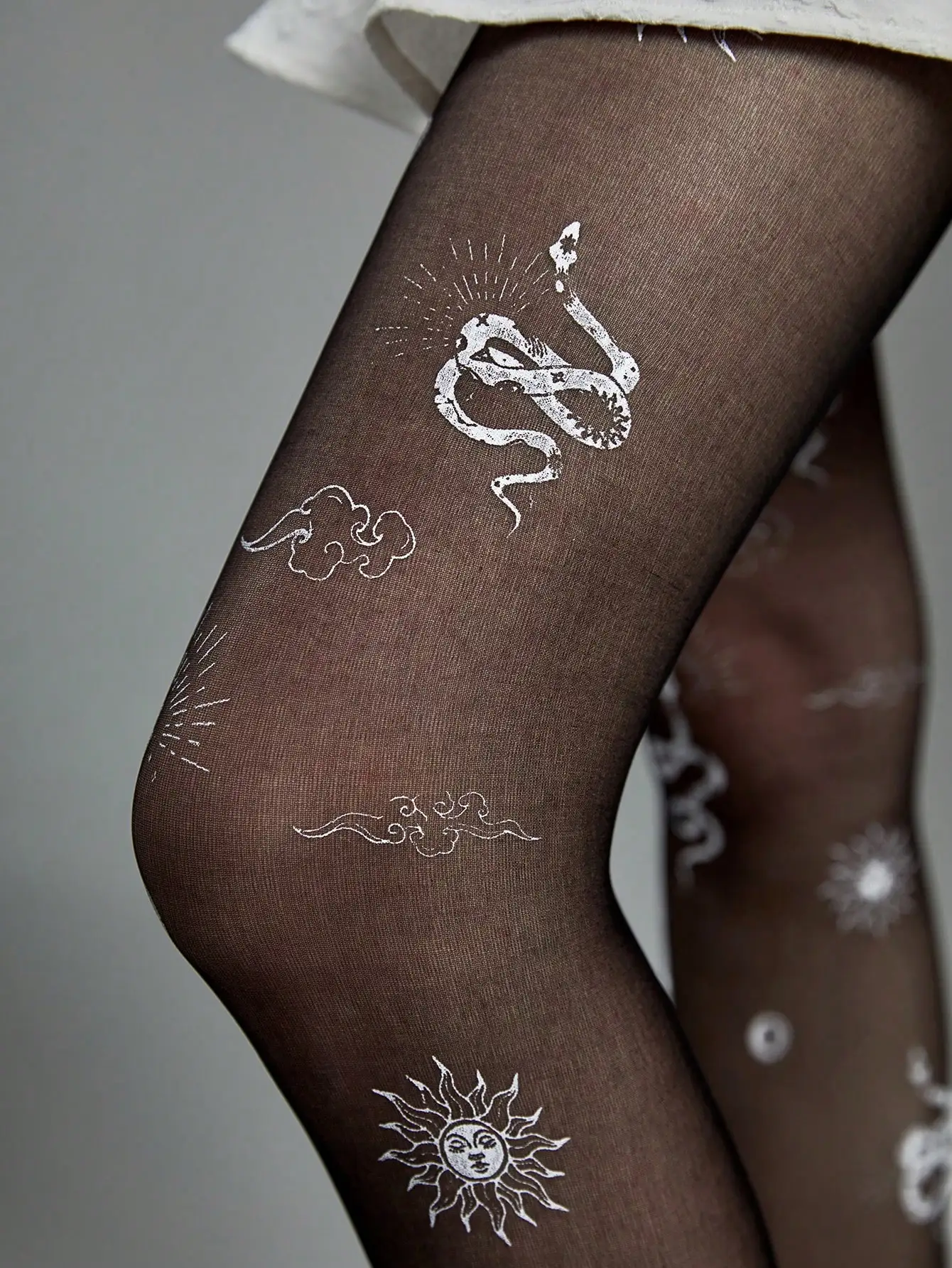 1 Creative Snake Shaped Printed Silk Stockings for Women, 20D Anti Hook Silk Pantyhose