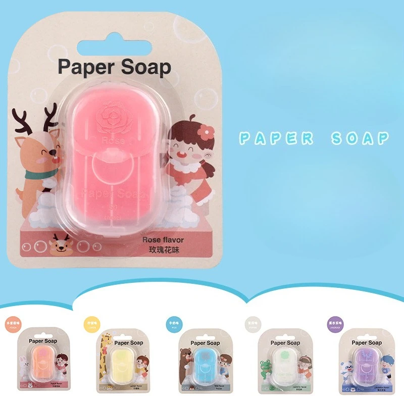 Paper Soap 50 Tablets Portable Soap Tablets, Suction Cardboard Soap, 6 Colors Disposable Hand Washing Travel Soap Wholesale Gift