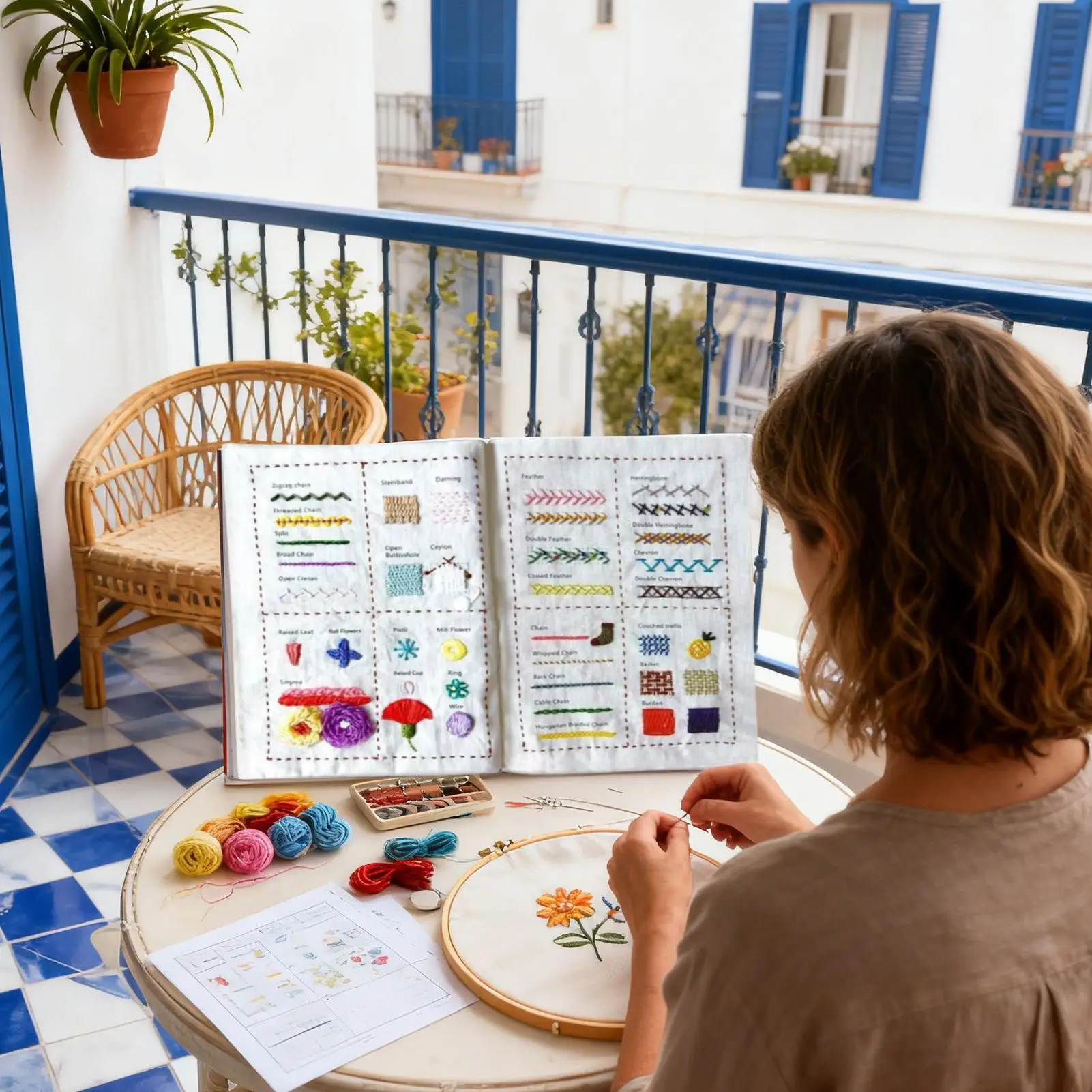 Portable Embroidery Stitches Book Kit Crafts Accessories with Toolkit And Tutorial Embroidery Stitching Sampler Book