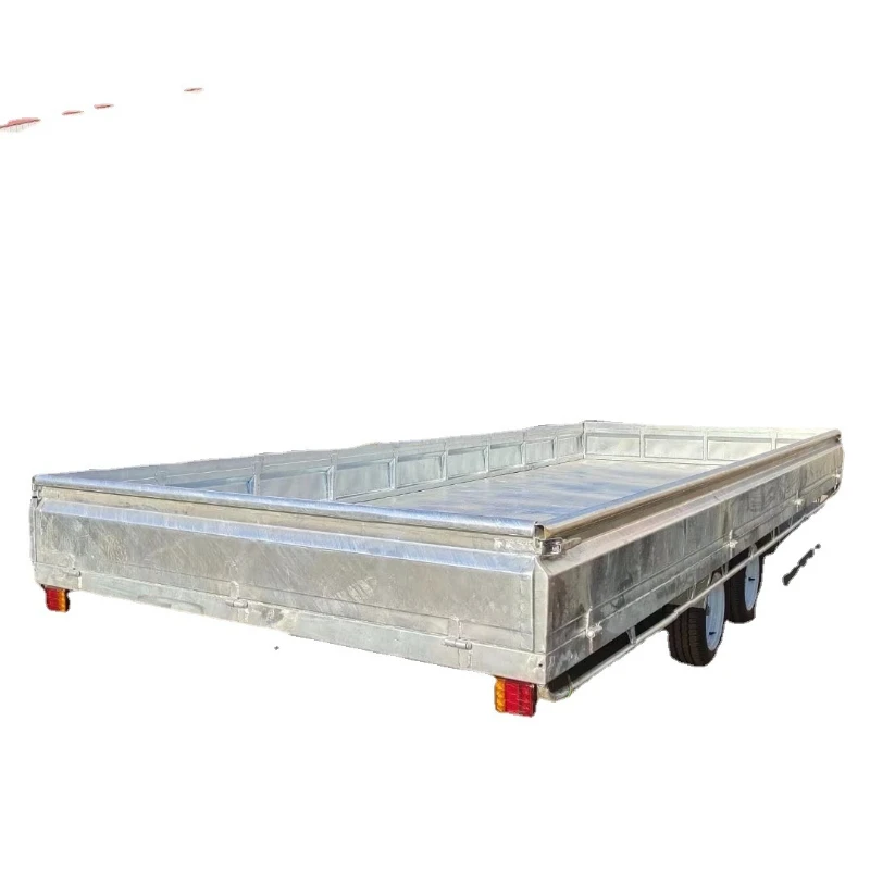 2.5 ton galvanized box plate trailer with protective baffle logistics traction flatbed truck tool transporter