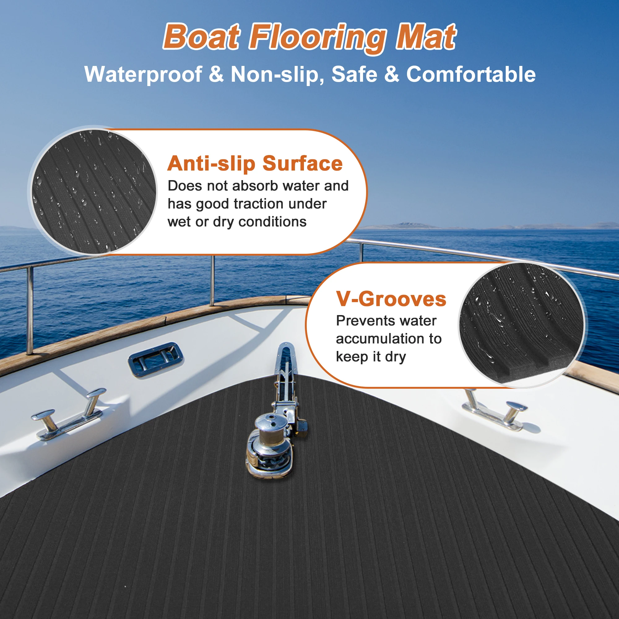 UXCELL 2440x400x6mm 1220x400x6mm Self-Adhesive Eva Teak Decking Sheet For Boat Yacht Marine Eva Foam Boat Flooring 5 Colors