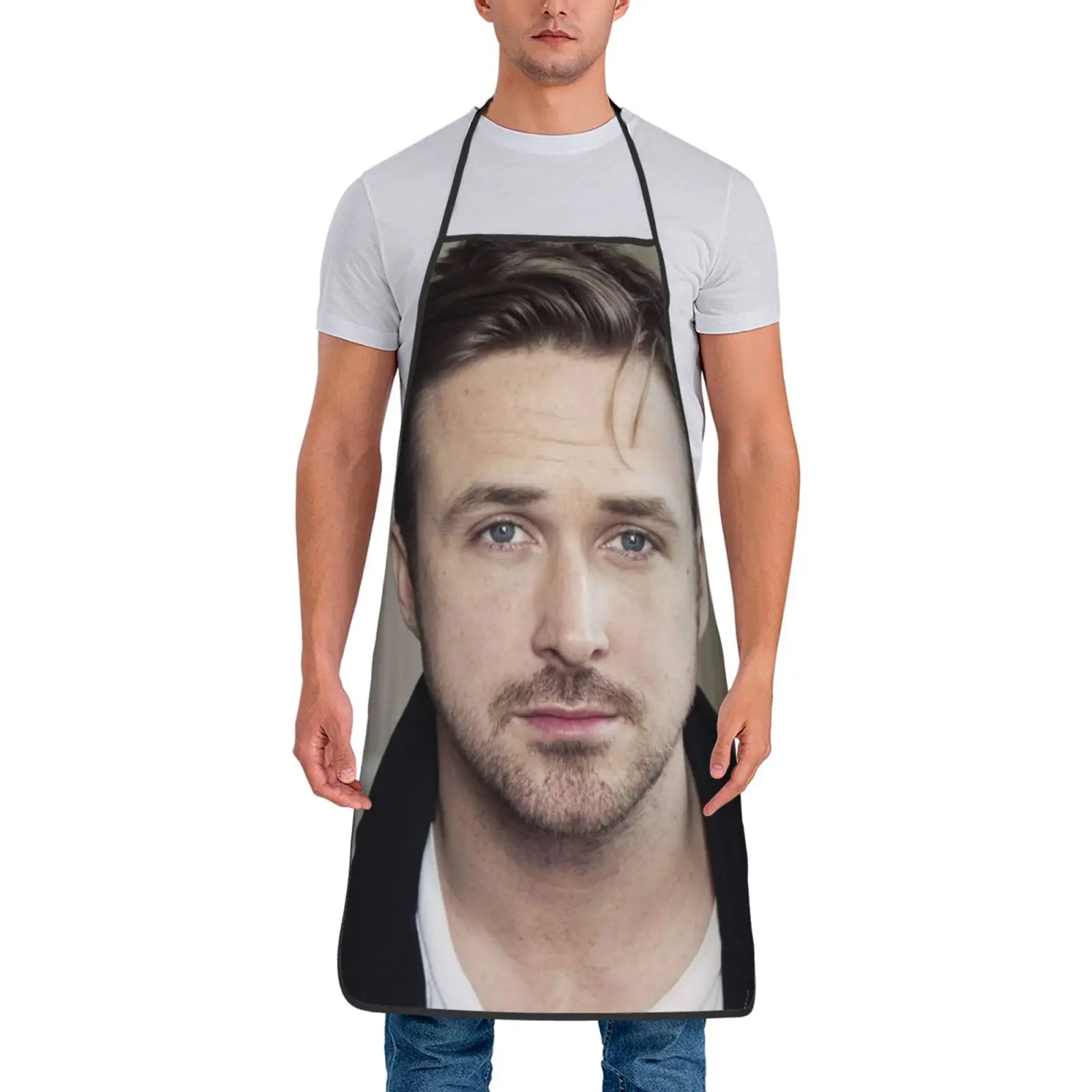 Custom Ryan Gosling Kitchen Apron Dinner Party Cooking Apron Adult Baking Accessories Waterproof Fabric Printed Cleaning Tools