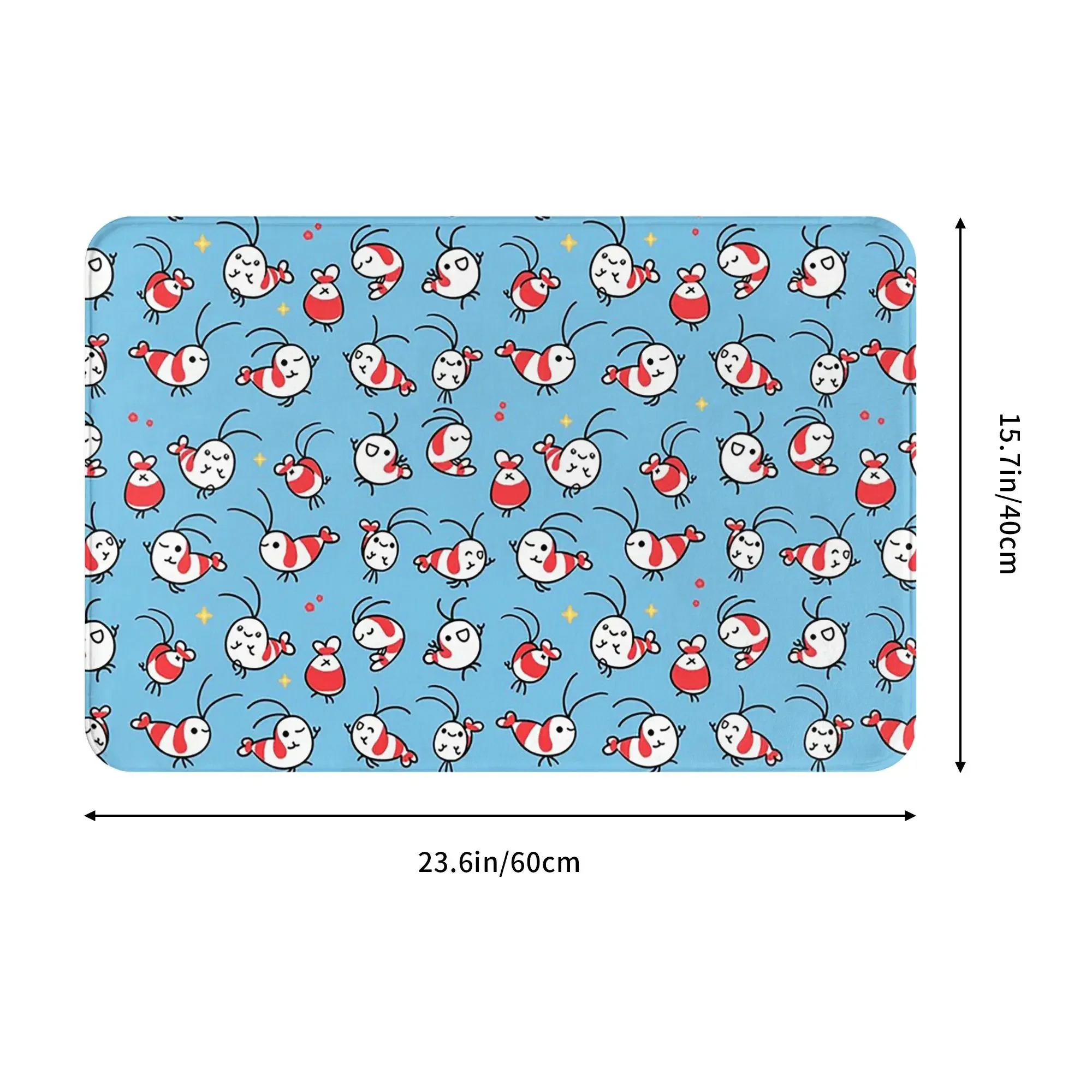 Shy Shrimp pattern Non-slip Doormat Floor Mat Dust-proo Carpet Rug for Kitchen Entrance Home Bathroom Footpad Mats