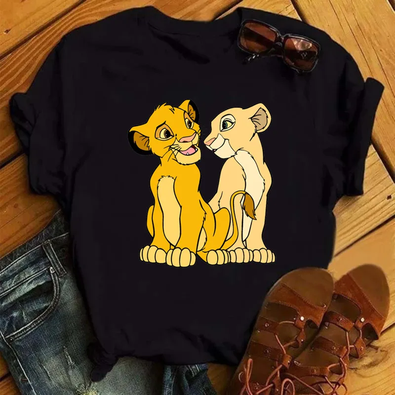 

Забавная футболка Kawaii 90-х годов The Lion King, забавная футболка Disney, футболка Harajuku Hakuna Matata, женские футболки, женская одежда