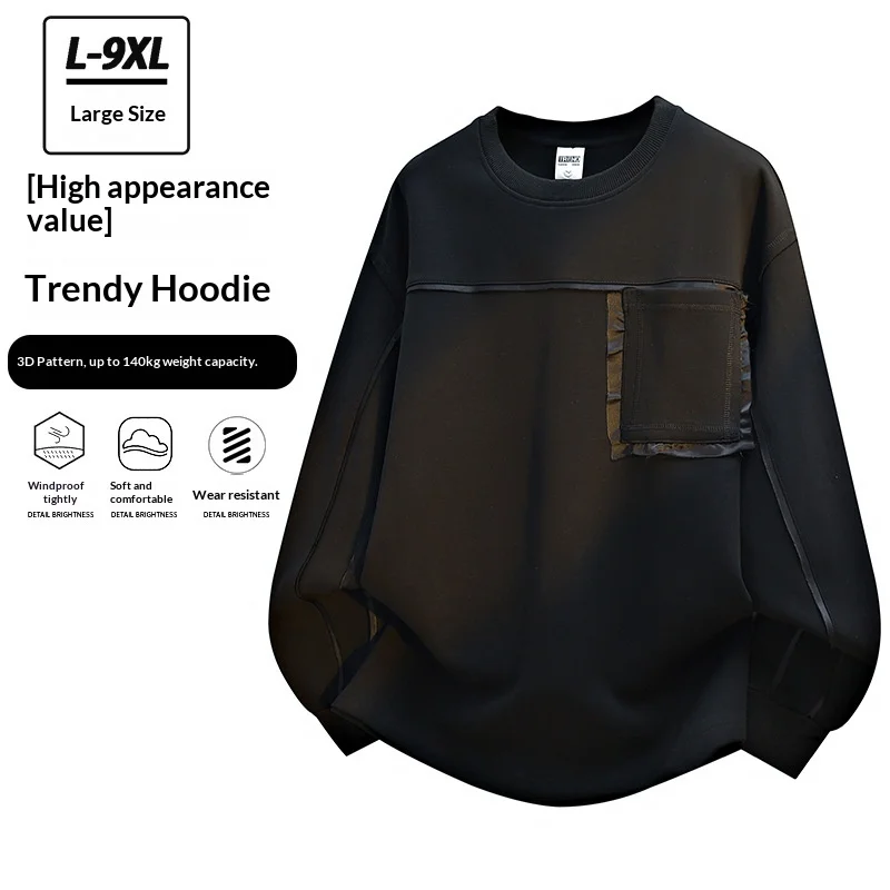 

Cotton Round-neck Oversized Plus-size Casual Pullover in New Style for Spring and Autumn, Loose and Comfortable, Larg L-8XL