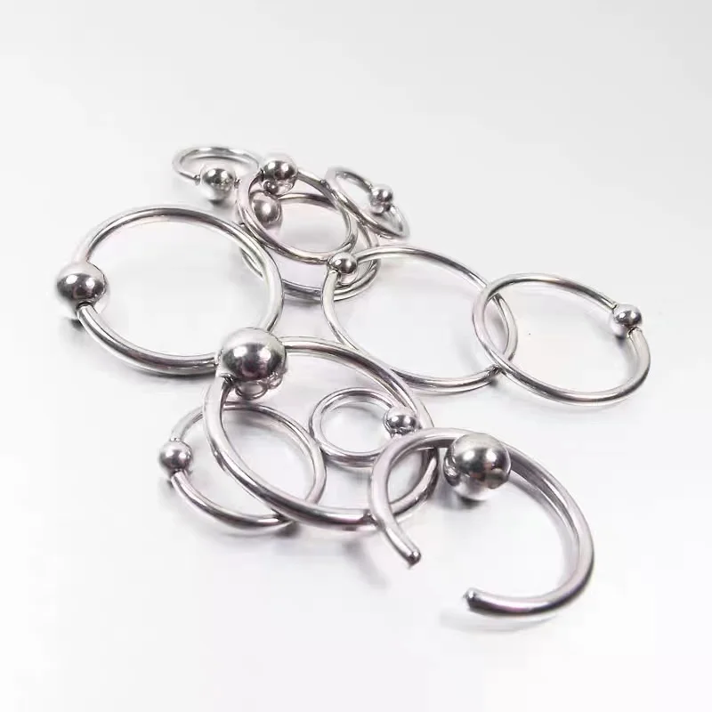 5PCS G23 Solid Titanium &Steel Circular Bead Ring Closer Ring Nose Ring Earring Labret TragusCaptive Bead Piercing Jewelry