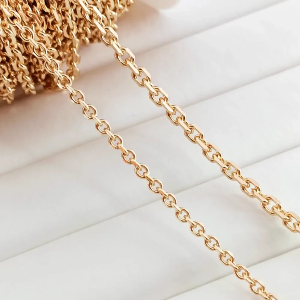 Accessories 14K Gold-plated Square Chain, 0-chain Detachable Semi-finished Product, DIY Thick Chain Bracelet, Necklace Jewelry
