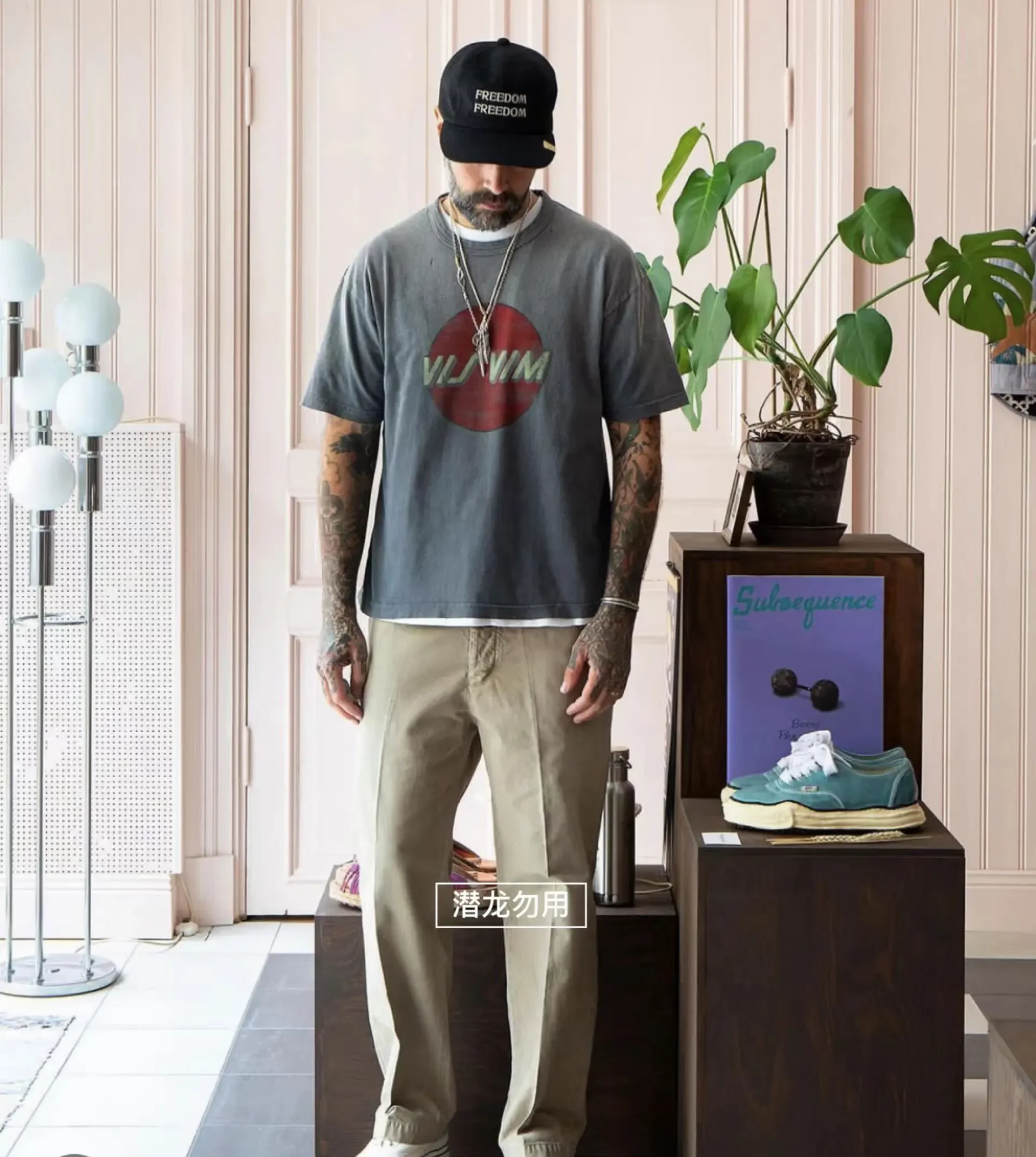 [التجزئة والجملة] VISVIM WMV 22AW JUMBO TEE S/S CRASH VV Vandalism قديم تي شيرتات قصيرة الاكمام 120