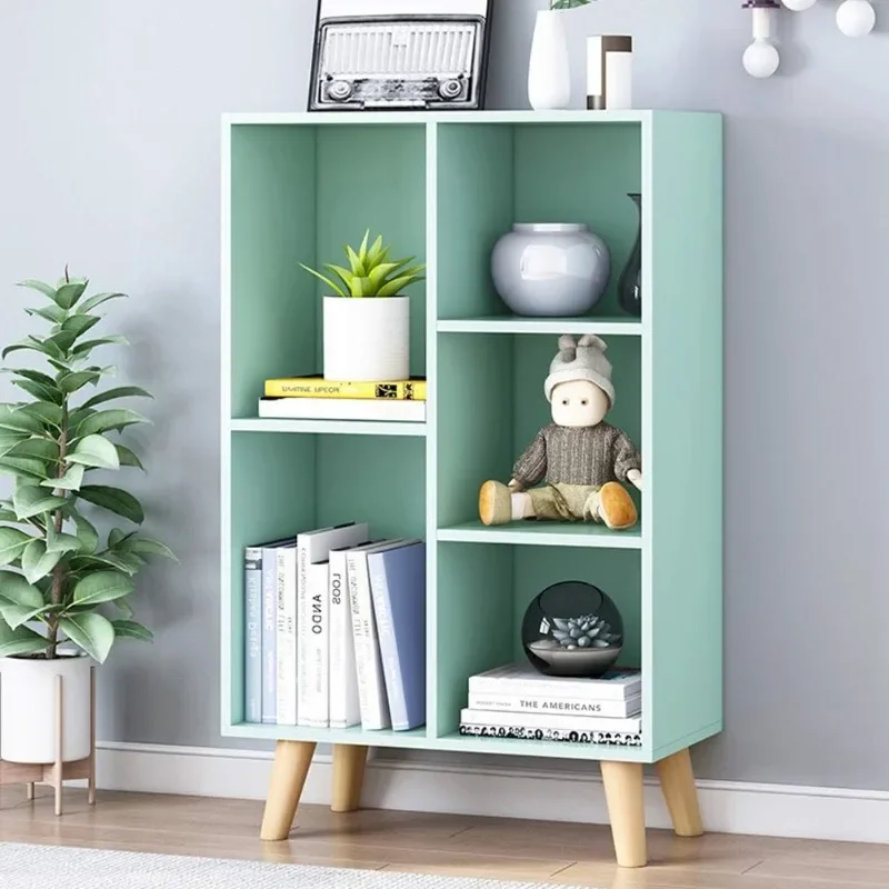 

IOTXY Wooden Open Shelf Bookcase Display Cabinet Rack with Legs, Standing Bookshelf Nordic Minimalist Short Bookcase Assembly