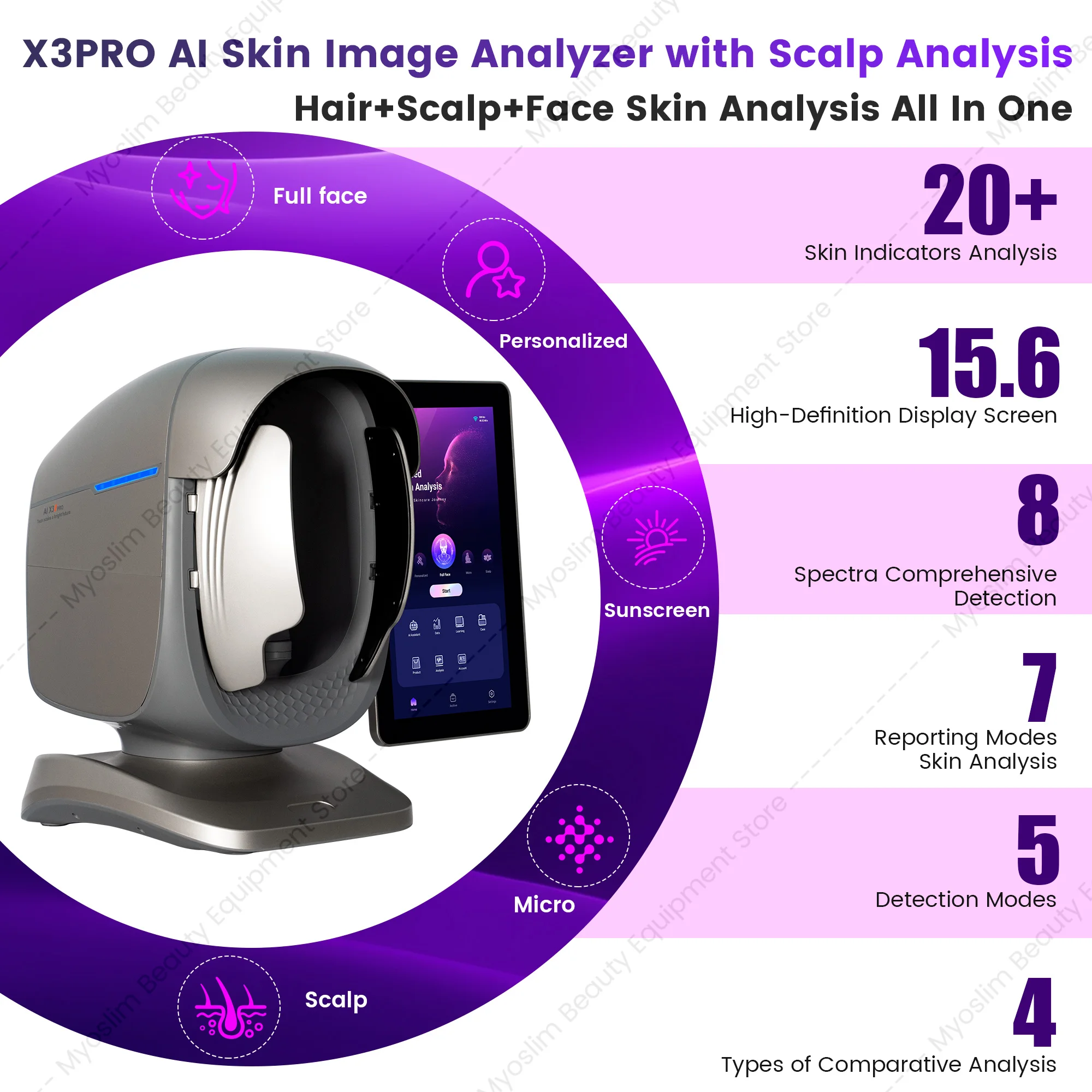 X3 Pro Skin Analyzer Camera Device Facial Test Skin Face Analysis Machine Skin Testing Machine Faling Skin Diagnosis