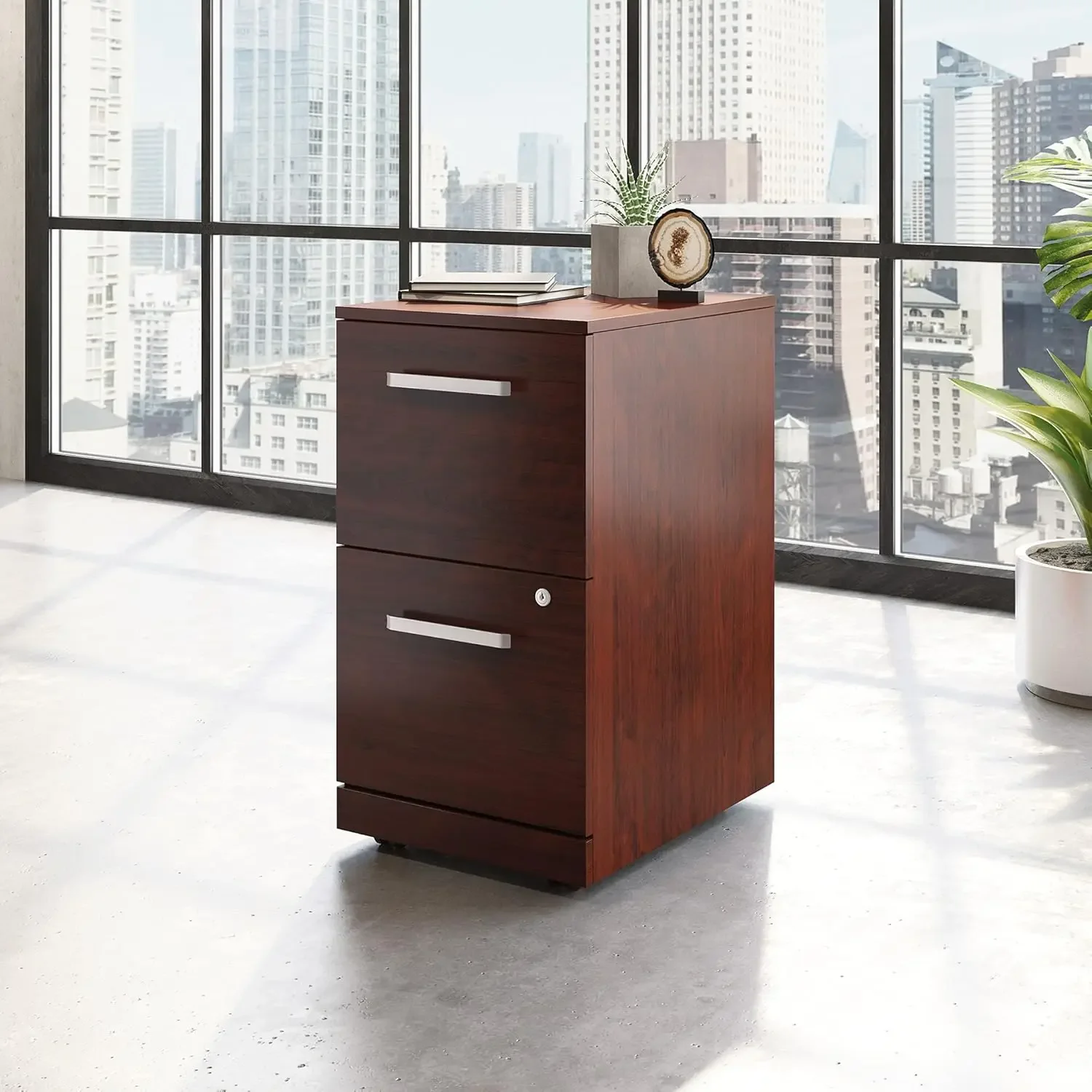 

Office Works Mobile File, L: 15.55" x W: 19.45" x H: 28.43", Classic Cherry