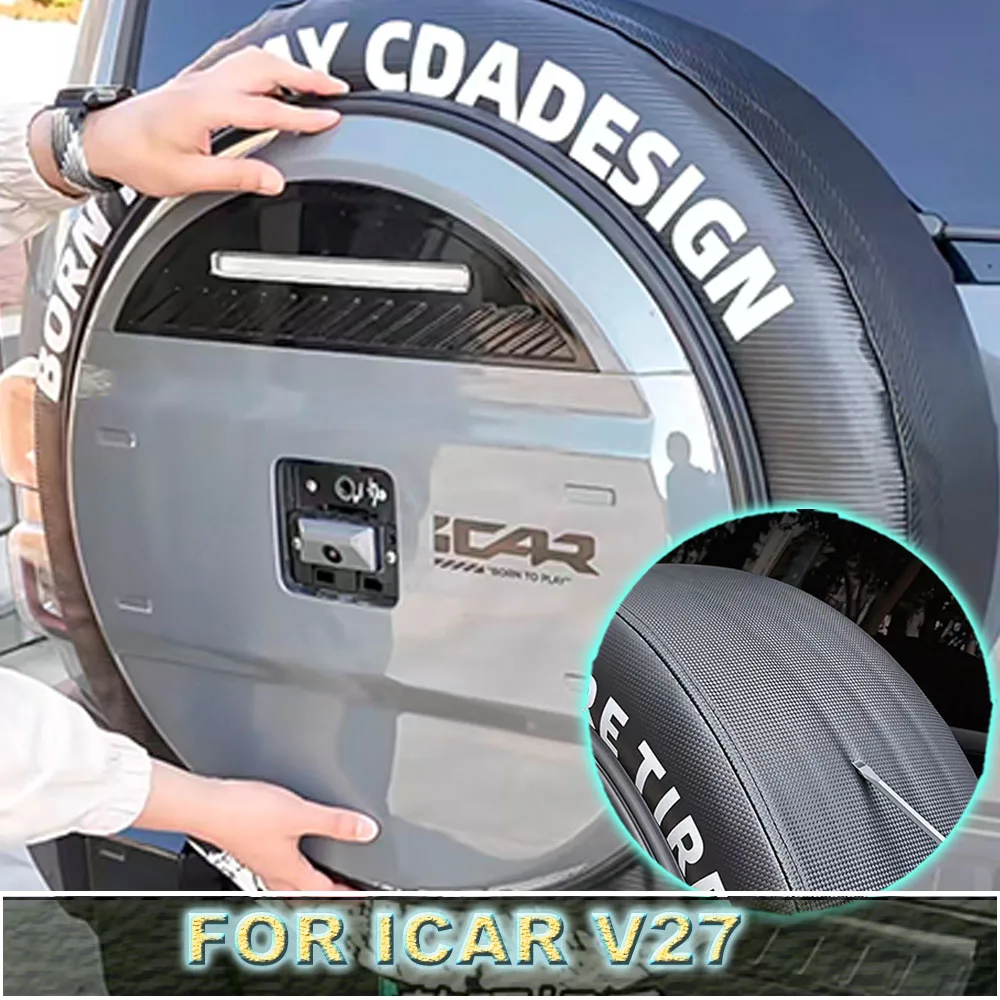 2026 2027 Chery iCAR V27 Rear Tailgate Spare Wheel Leather Cover Thick UV Resistant Waterproof Shield