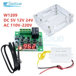 W1209 LED Digital Thermostat Temperature Controller Thermometer Switch Module Waterproof NTC Sensor DC 5V 12V 24V AC 110-220V