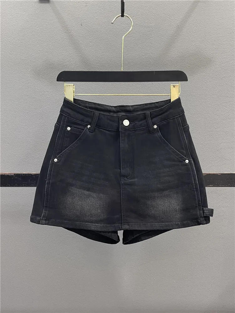 

Retro Black Denim A-Line Skirt Women's Spring Summer New Design Elastic Slim Fit Short Skirt Casual High Waist Jeans