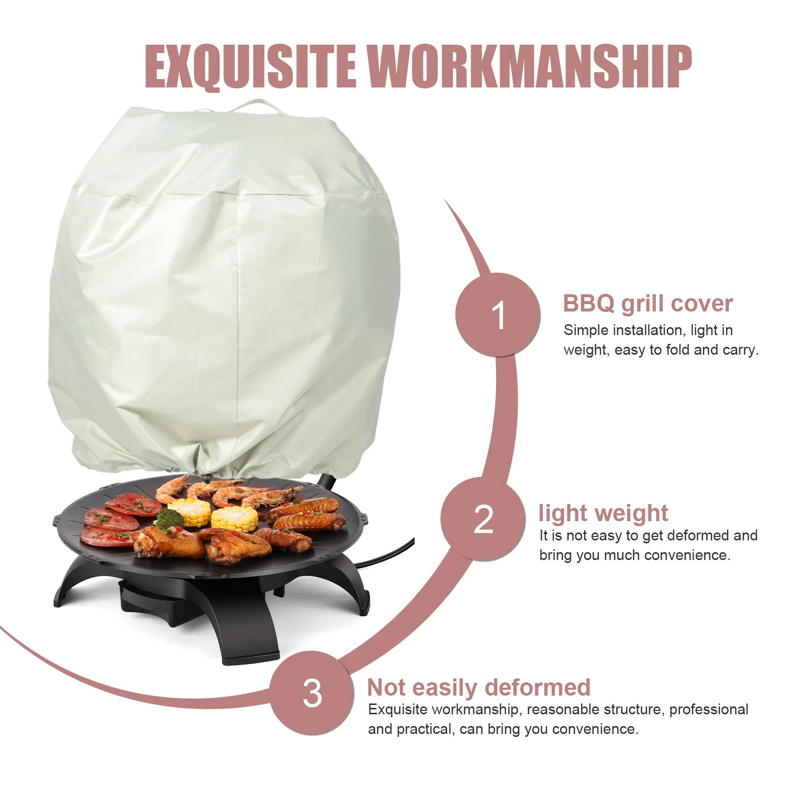 210D Oxford BBQ Grill Cover with UV Protection, Heat Dissipation, Frost & Sun Shade