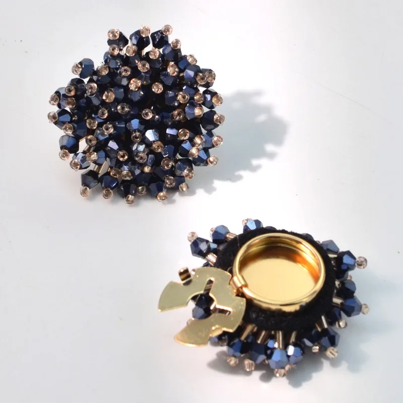 2pcs Shirt Buttons, Handmade Rice Bead Crystal Brooch Buttons, Cufflinks, Turtle Button Sleeves, Clip Buckles, Unisex