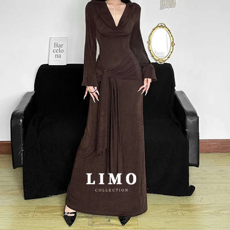 

LIMO 2025 сексуальное элегантное платье женское модное вечернее коктейльное облегающее платье весна-лето без рукавов с рюшами на бретельках из полиэстера и спандекса