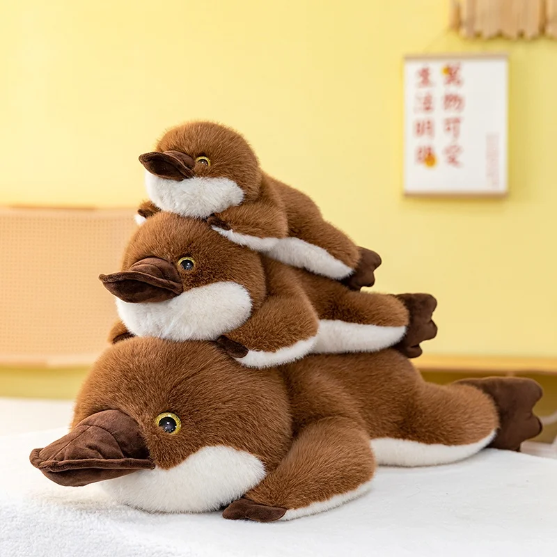 Lying Platypus Plush Toy Realistic Duck‑Billed Platypus Stuffed Doll Soft Animal Plushie Sofa Pillow Desktop Companion Ornament