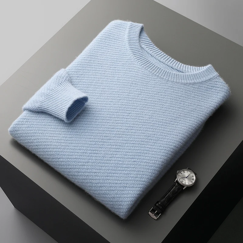 Autumn Winter New 100%Wool Cashmere Sweater Men Thick Pullover Sweater O-Neck Loose Casual Tops  Knit Bottoming Shirt