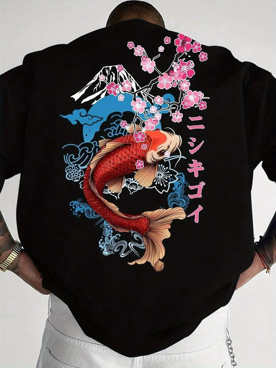 Men's Fashionable Printed Loose Fit Short Sleeve Tee Exquisite Design Essential for Summer Easy To Match Showcasing Your Style