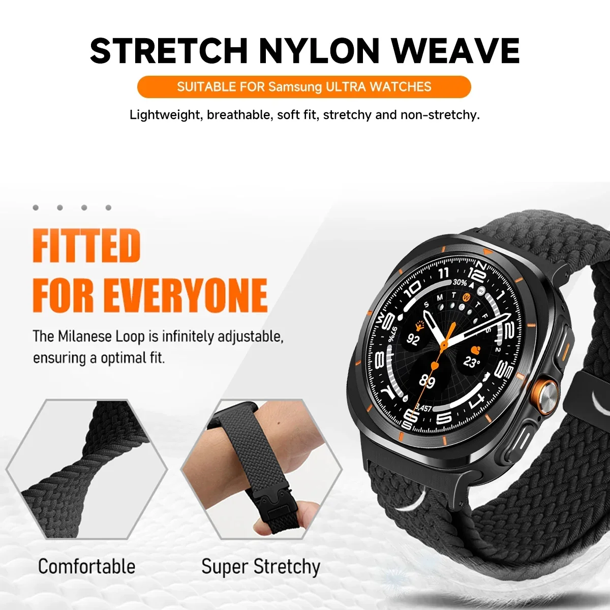 For SAMSUNG GALAXY WATCH ULTRA 47MM Nylon Strap Replacement Strap For Galaxy Ultra 47mm Braided Loop Sport Watchband Accessorie