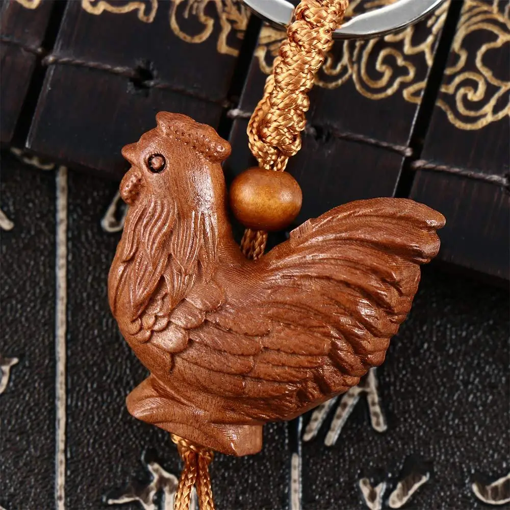 

Accessories Mascot Key Chain Lucky Car Key Ring Bag Pendant Gift Chinese 12 Zodiac Keychain Mahogany Engraving Wood Keyring