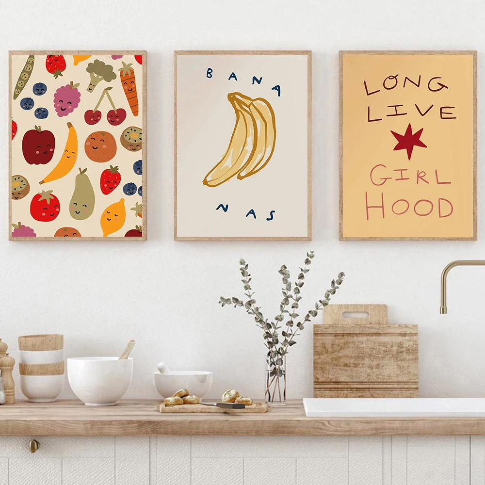 Patchwork Print Kids Wall Art  - Baby Food Banana ulasan dan harga