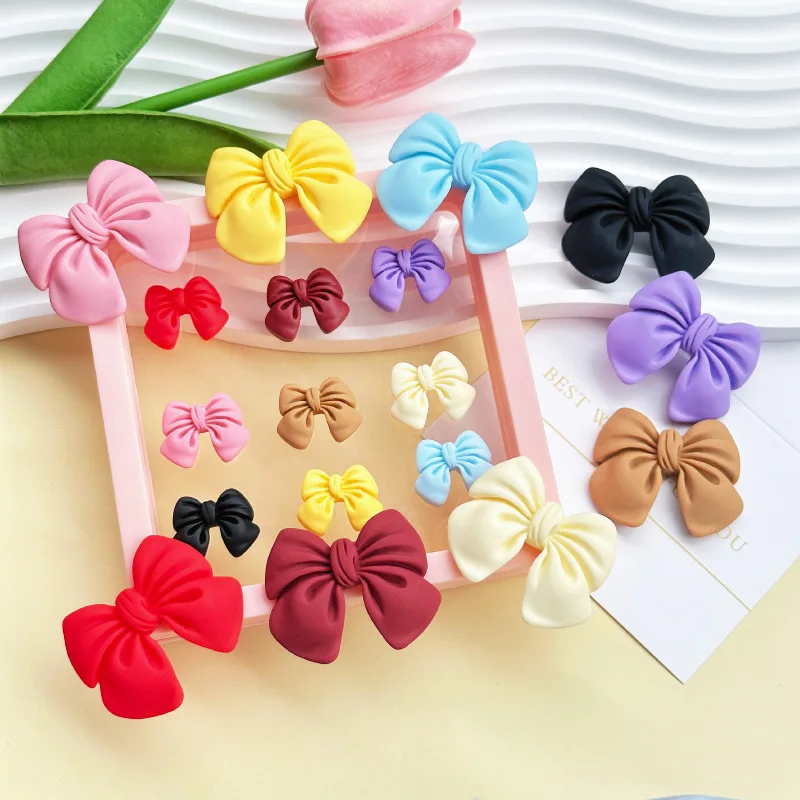 10pcs Bow Accessories Kawaii New Cartoon Resin DIY Phone Case Cute Children's Cream Gel Shoes Hair Clip Patch